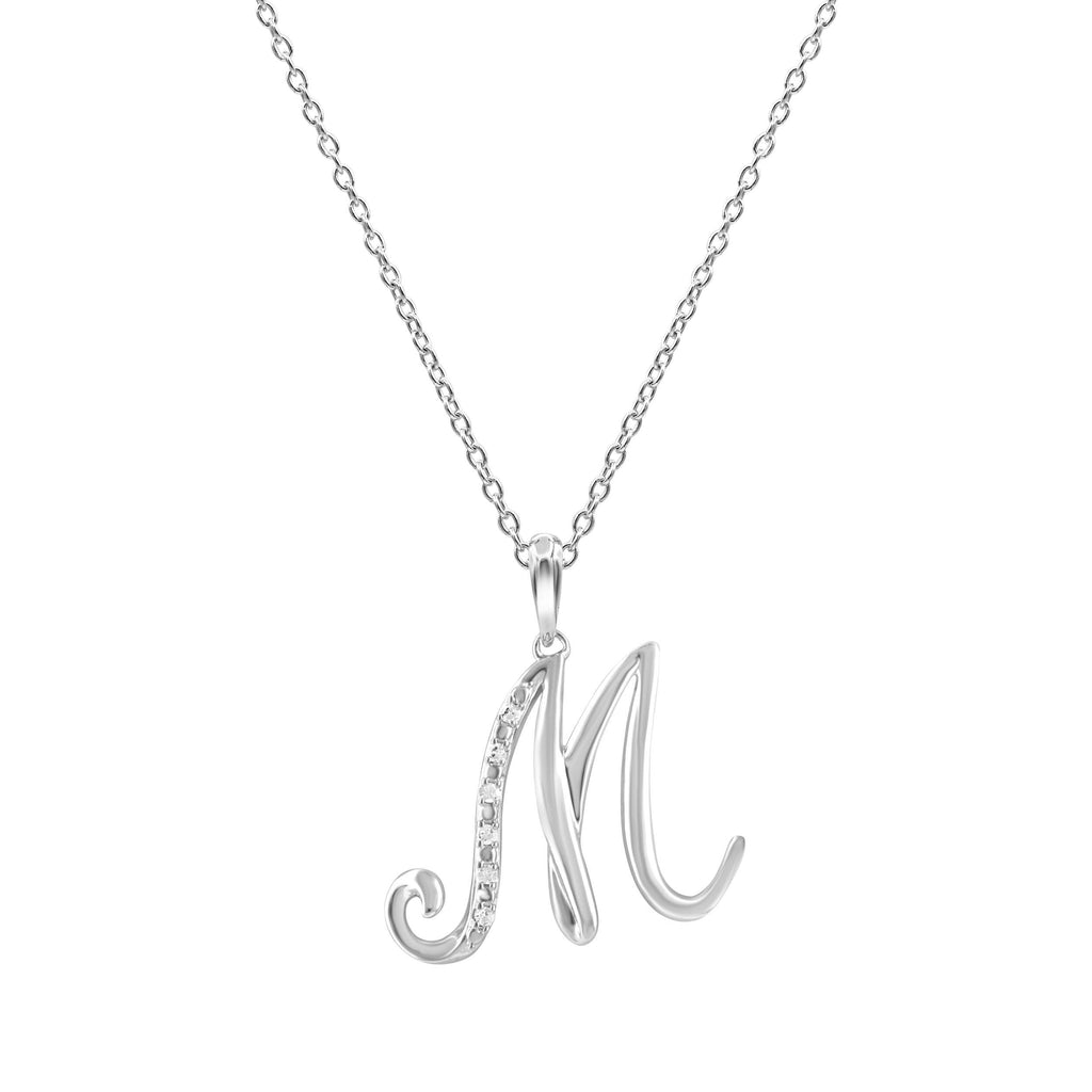 Sterling Silver Diamond Initial Necklace