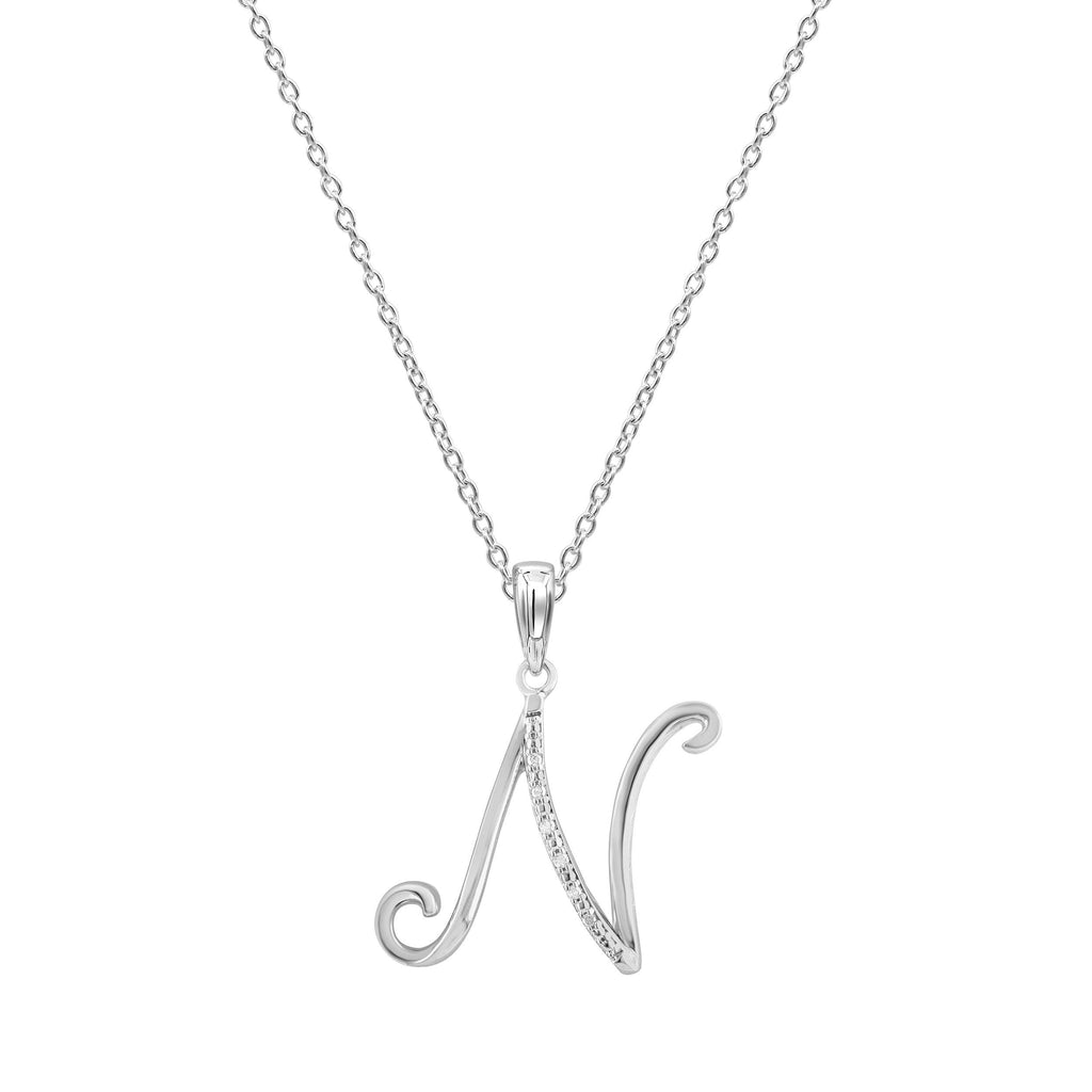 Sterling Silver Diamond Initial Necklace