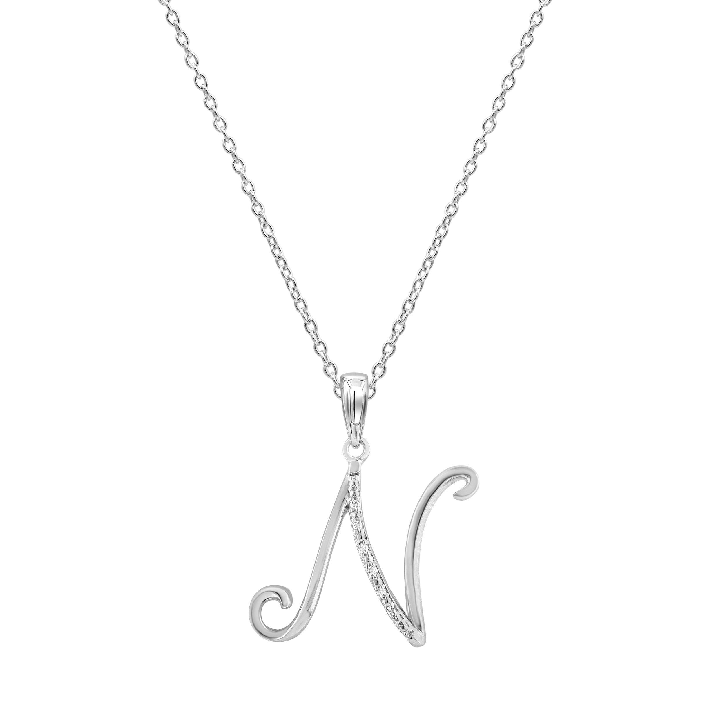 Sterling Silver Diamond Initial Necklace