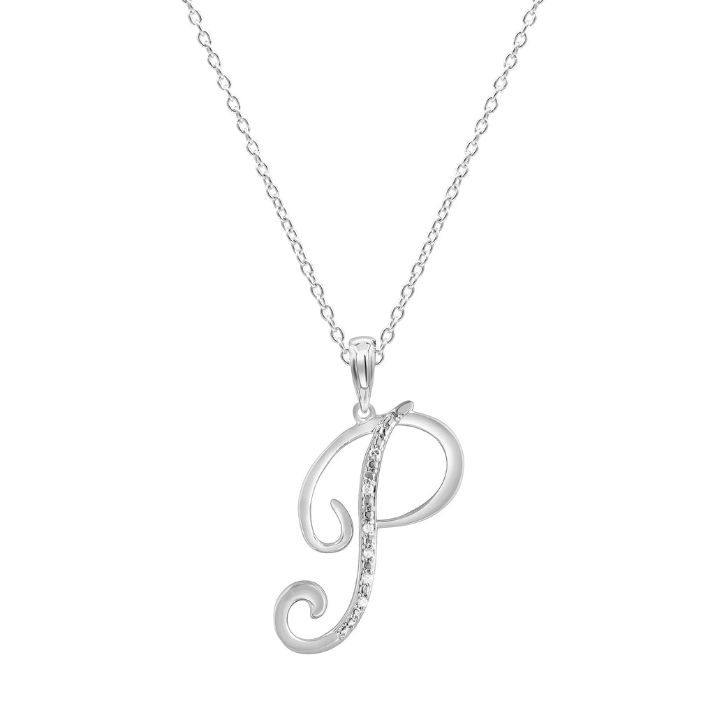 Sterling Silver Diamond Initial Necklace