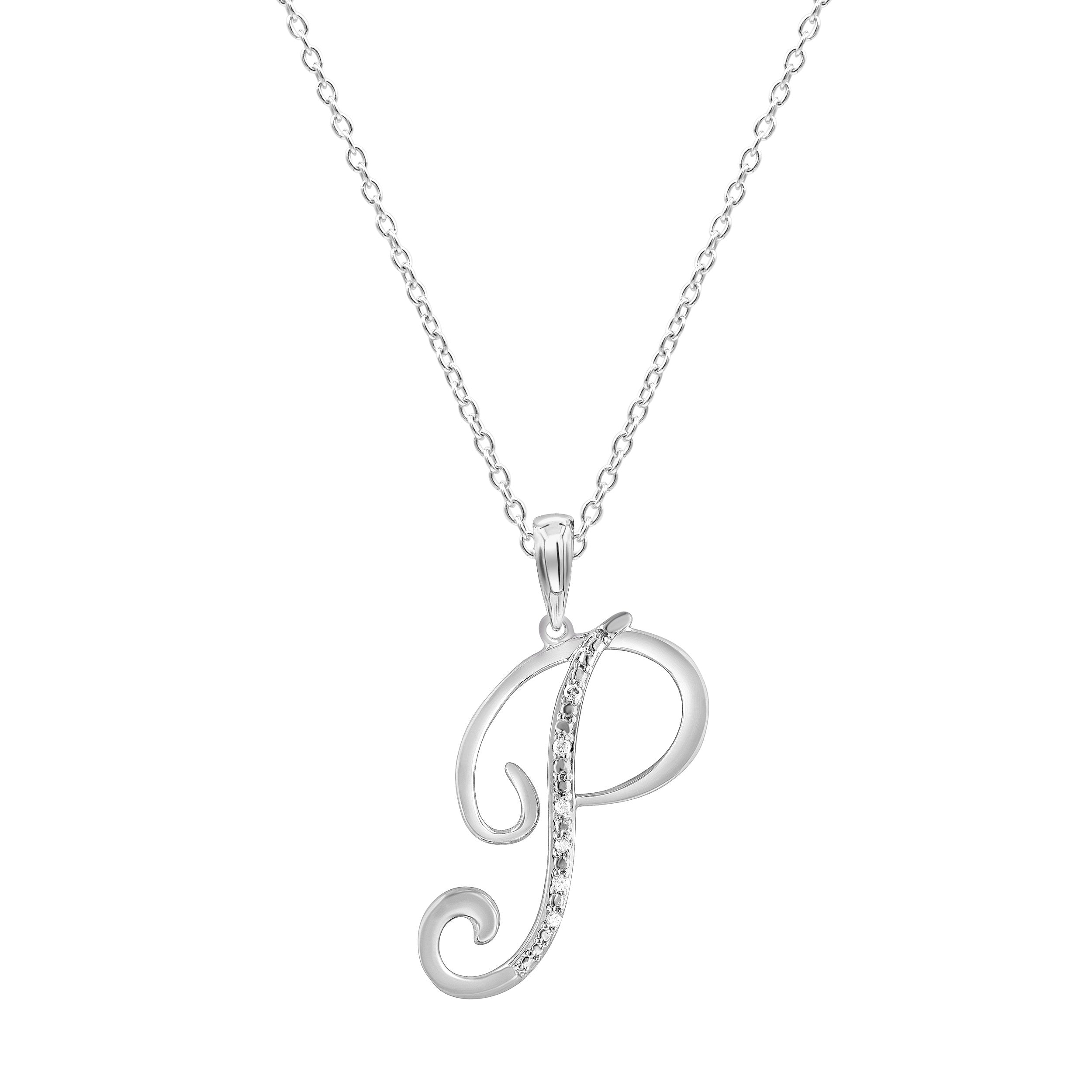 Sterling Silver Diamond Initial Necklace