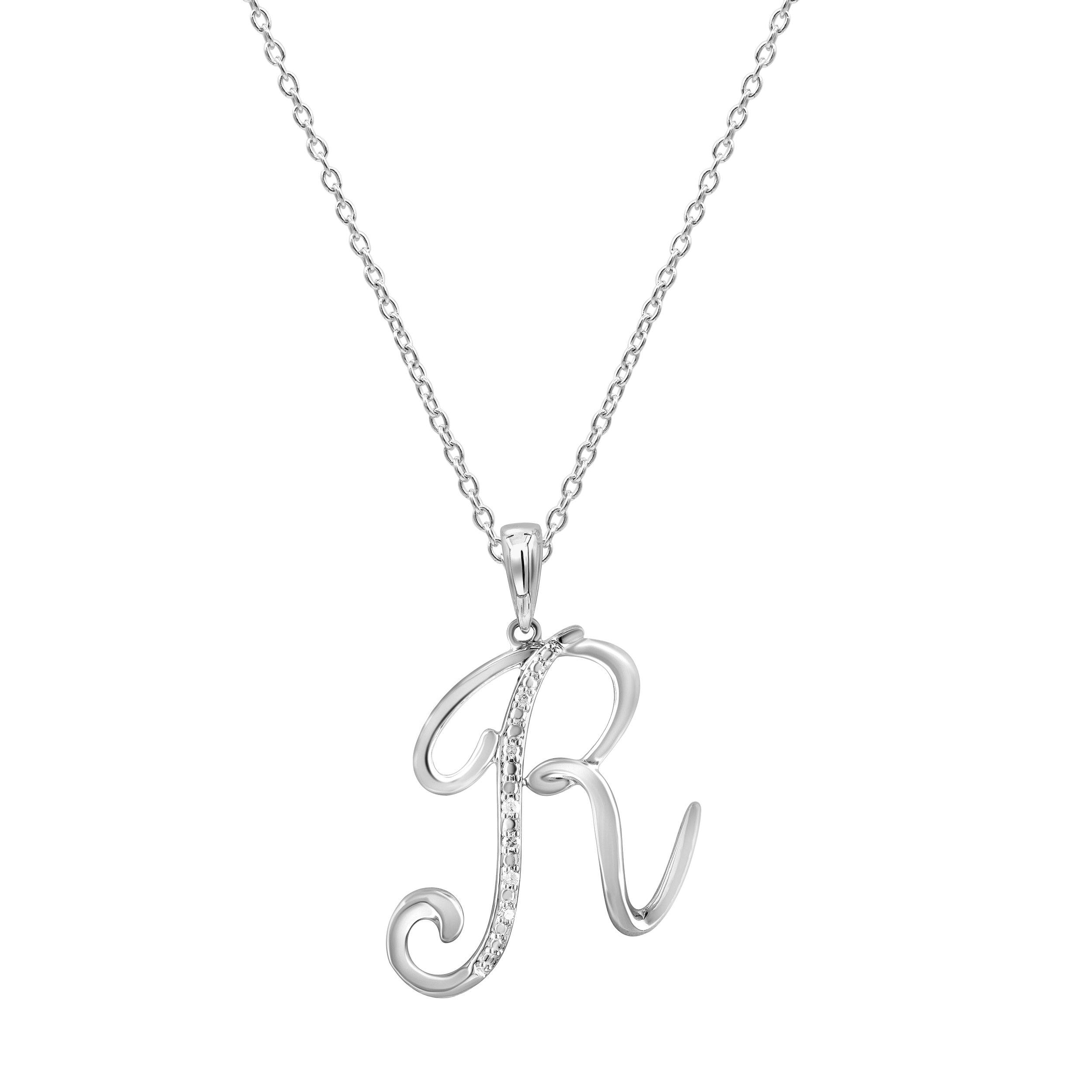 Sterling Silver Diamond Initial Necklace