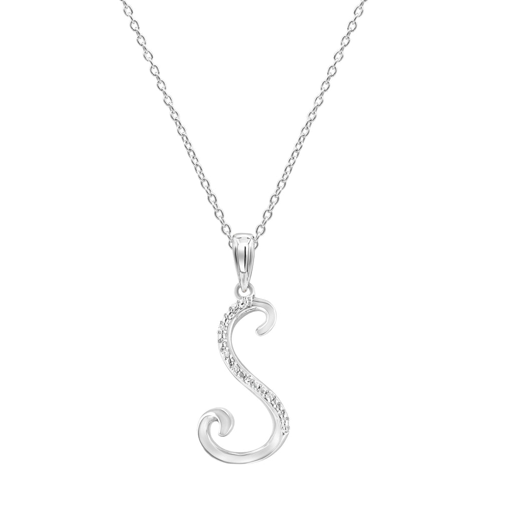 Sterling Silver Diamond Initial Necklace