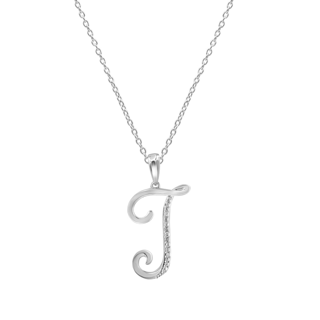 Sterling Silver Diamond Initial Necklace
