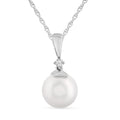 45cm Diamond Set Pearl Necklace in Sterling Silver