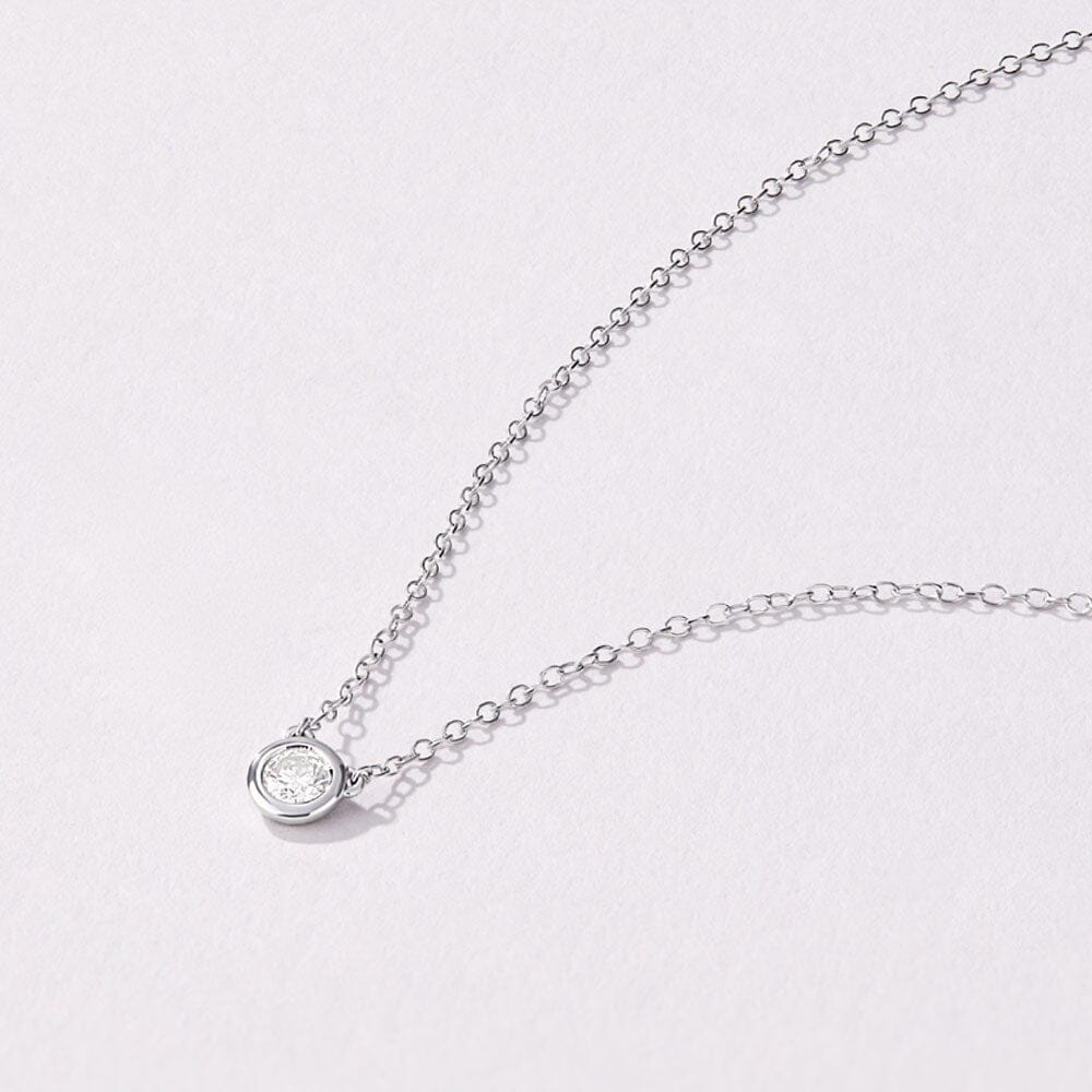 45cm Bezel Pendant Necklace with 0.20ct of Laboratory-Grown Diamonds in Sterling Silver and Platinum