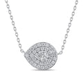 Solitaire Double Halo Pear Shaped Slider Necklace with 0.35tw of Laboratory-Grown Diamonds in Sterling Silver and Platinum