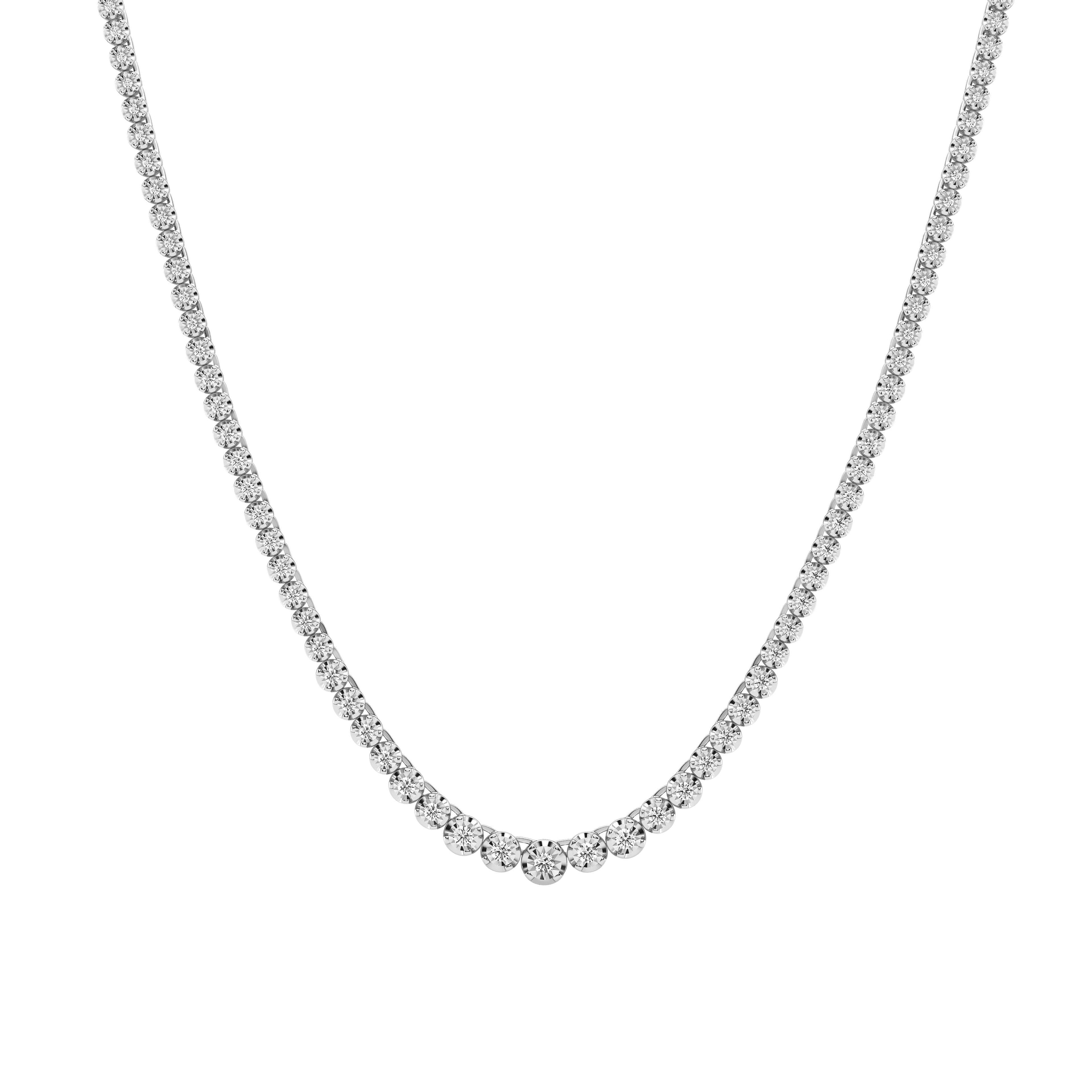 Mirage Brilliant Tennis Necklace with 3.00tw of Laboratory-Grown Diamonds in Sterling Silver and Platinum