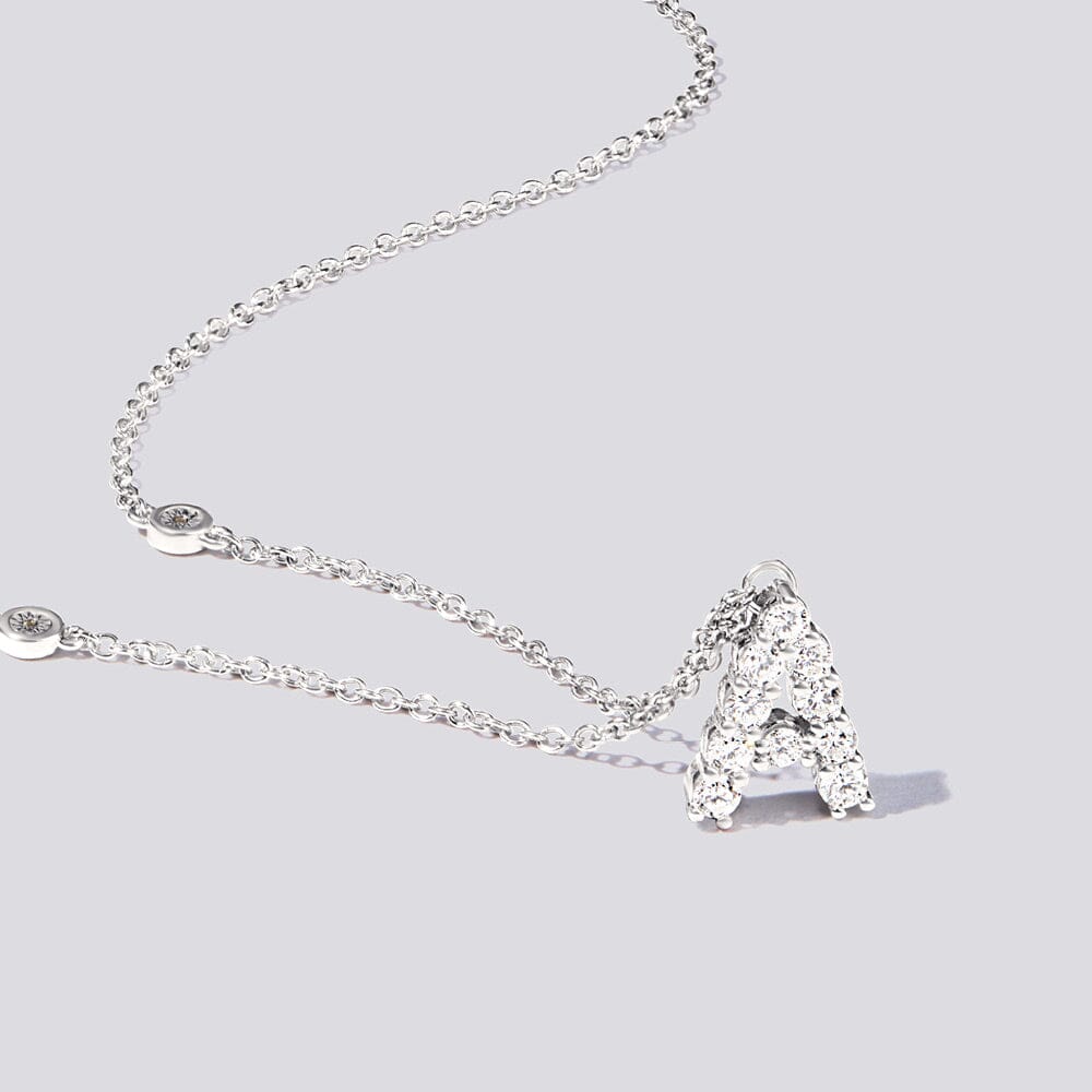Brilliant Claw Initial A Slider Necklace with 0.40tw of Laboratory-Grown Diamonds in Mirage Sterling Silver and Platinum