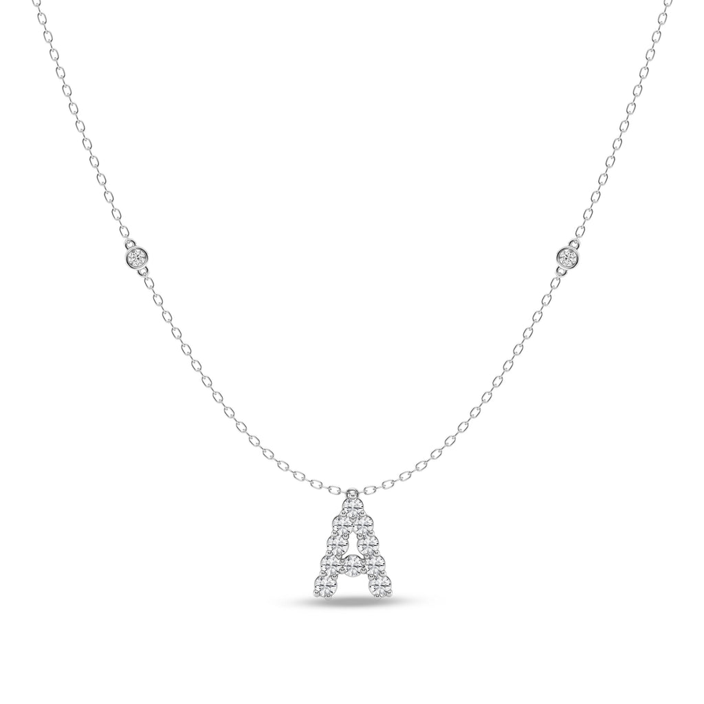 Brilliant Claw Initial A Slider Necklace with 0.40tw of Laboratory-Grown Diamonds in Mirage Sterling Silver and Platinum