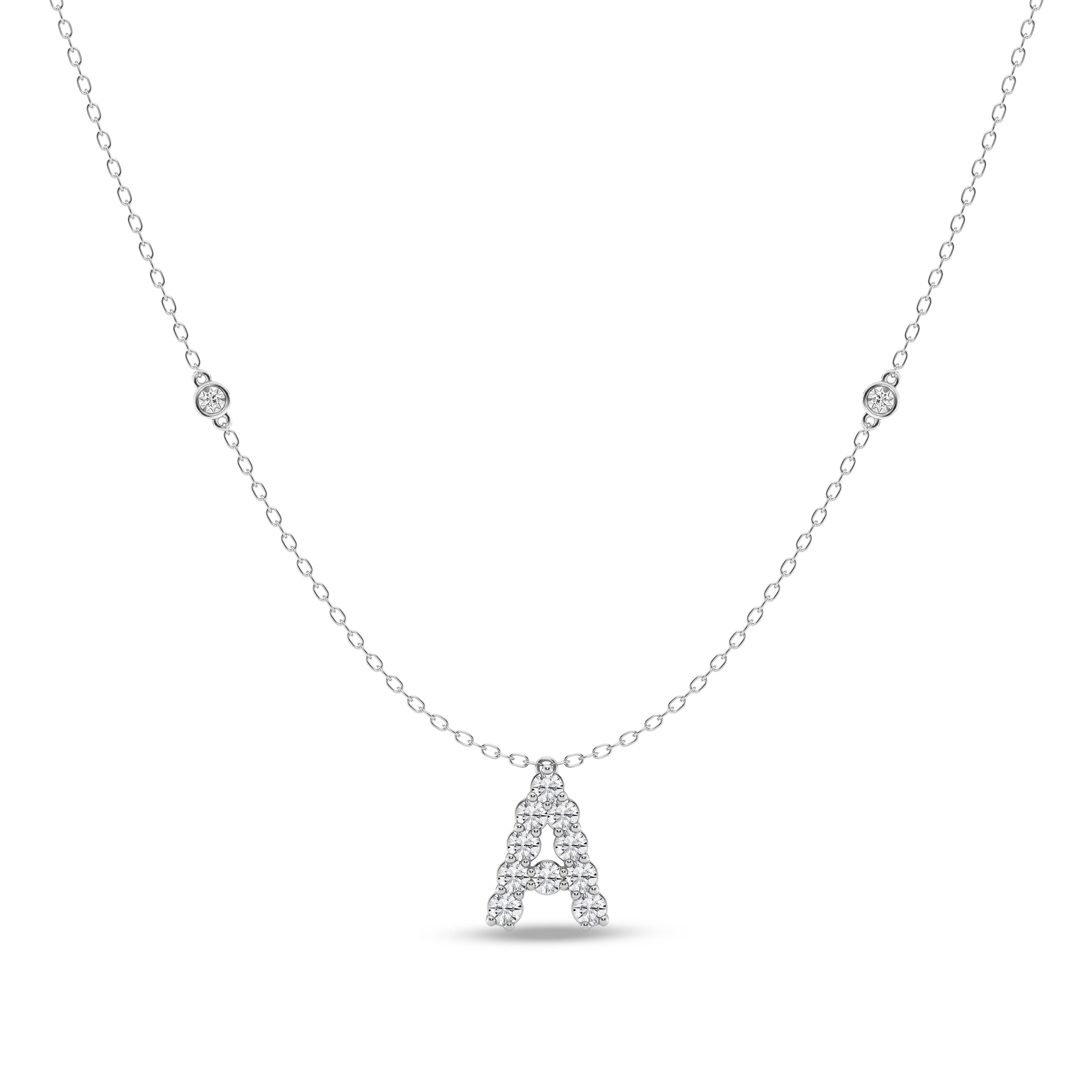 Brilliant Claw Initial A Slider Necklace with 0.40tw of Laboratory-Grown Diamonds in Mirage Sterling Silver and Platinum