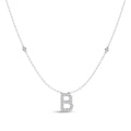 Brilliant Claw Initial B Slider Necklace with 0.40tw of Laboratory-Grown Diamonds in Mirage Sterling Silver and Platinum