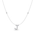 Brilliant Claw Initial J Slider Necklace with 0.40tw of Laboratory-Grown Diamonds in Mirage Sterling Silver and Platinum