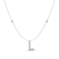 Brilliant Claw Initial L Slider Necklace with 0.40tw of Laboratory-Grown Diamonds in Mirage Sterling Silver and Platinum