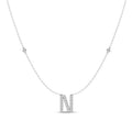 Brilliant Claw Initial N Slider Necklace with 0.40tw of Laboratory-Grown Diamonds in Mirage Sterling Silver and Platinum