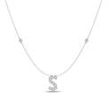 Brilliant Claw Initial S Slider Necklace with 0.40tw of Laboratory-Grown Diamonds in Mirage Sterling Silver and Platinum