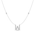 Brilliant Claw Initial W Slider Necklace with 0.40tw of Laboratory-Grown Diamonds in Mirage Sterling Silver and Platinum
