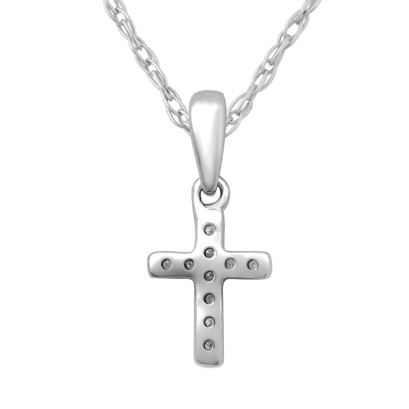 45cm Children's Diamond Cross Necklace in Sterling Silver
