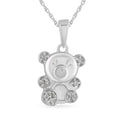 Children's Teddy Bear Necklace with 0.05tw of Diamonds in Sterling Silver