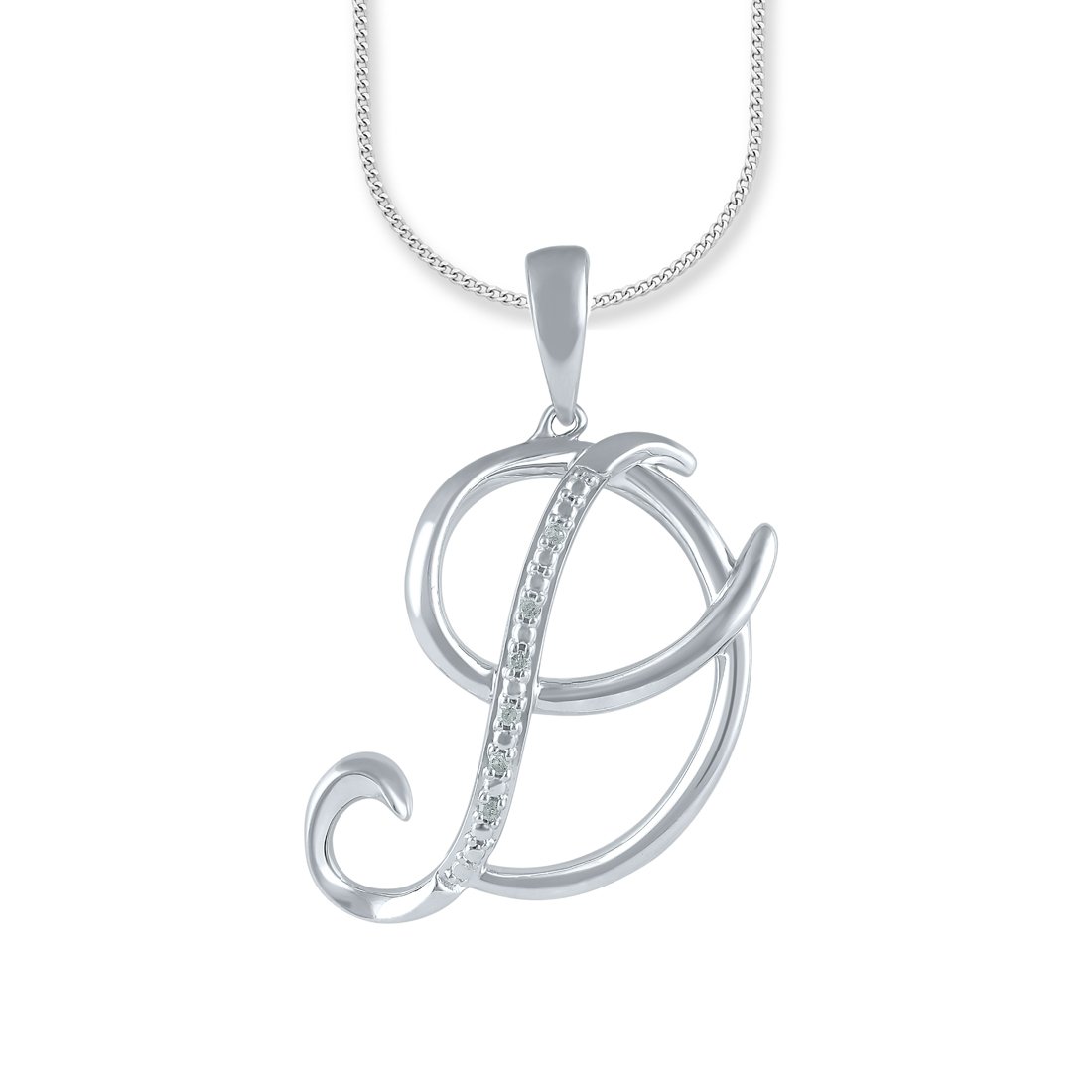 Sterling Silver Diamond Initial Necklace