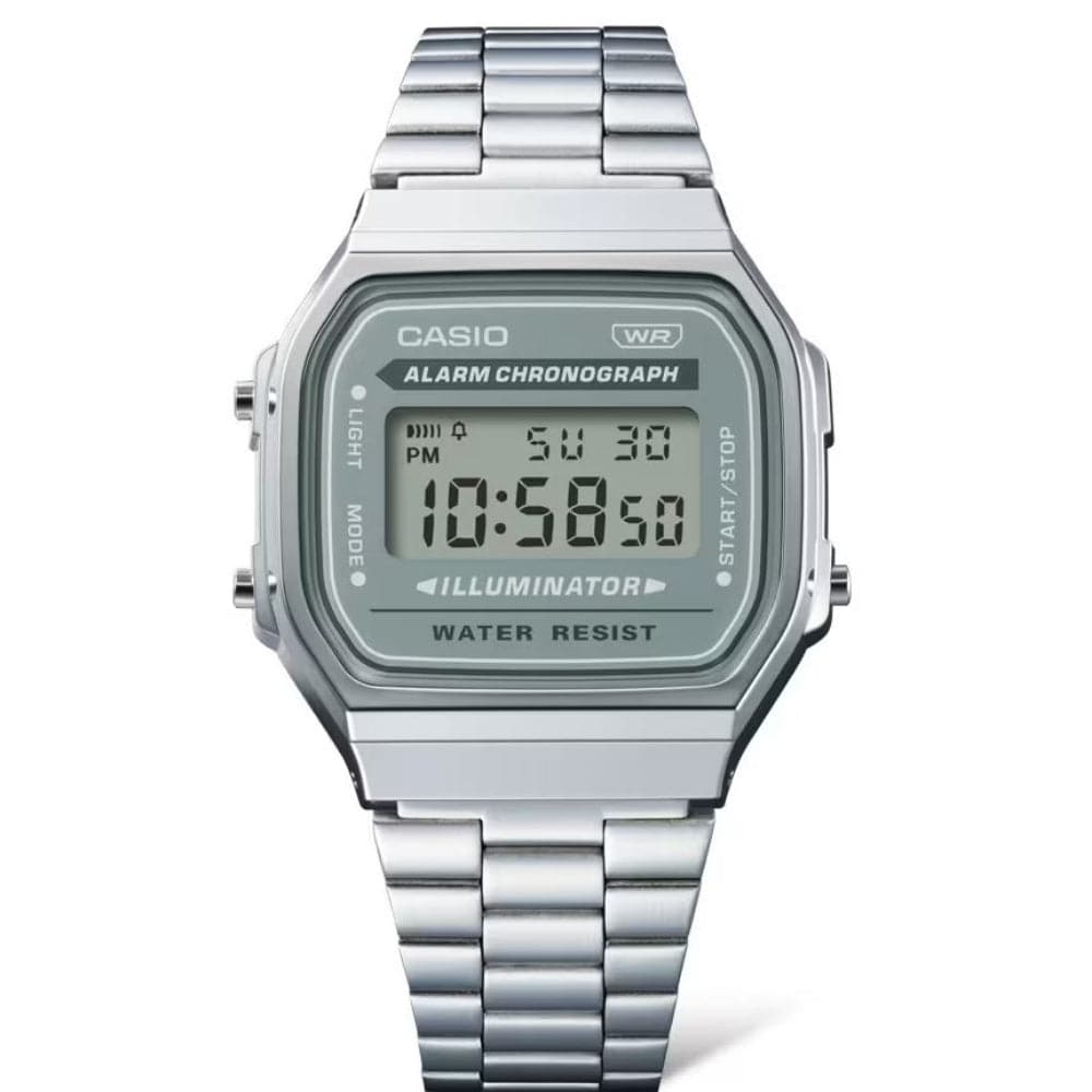 Casio General Digital Silver Stainless Steel Strap Unisex Watch A168WA-3AYDF
