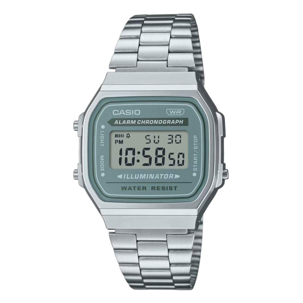 Casio General Digital Silver Stainless Steel Strap Unisex Watch A168WA-3AYDF