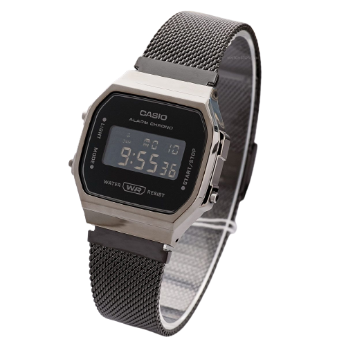 Casio General Black Stainless Steel Mesh Strap Unisex A168WEMB-1BDF-P