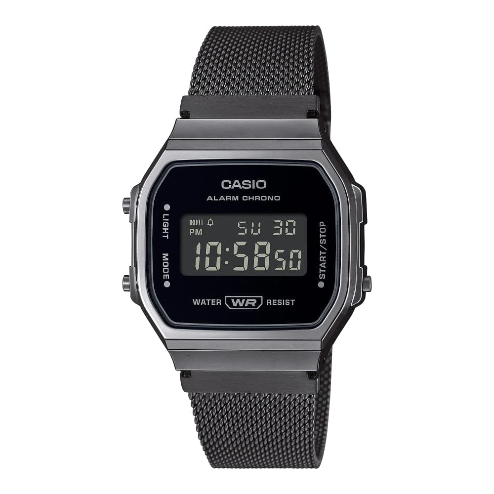 Casio General Black Stainless Steel Mesh Strap Unisex A168WEMB-1BDF-P