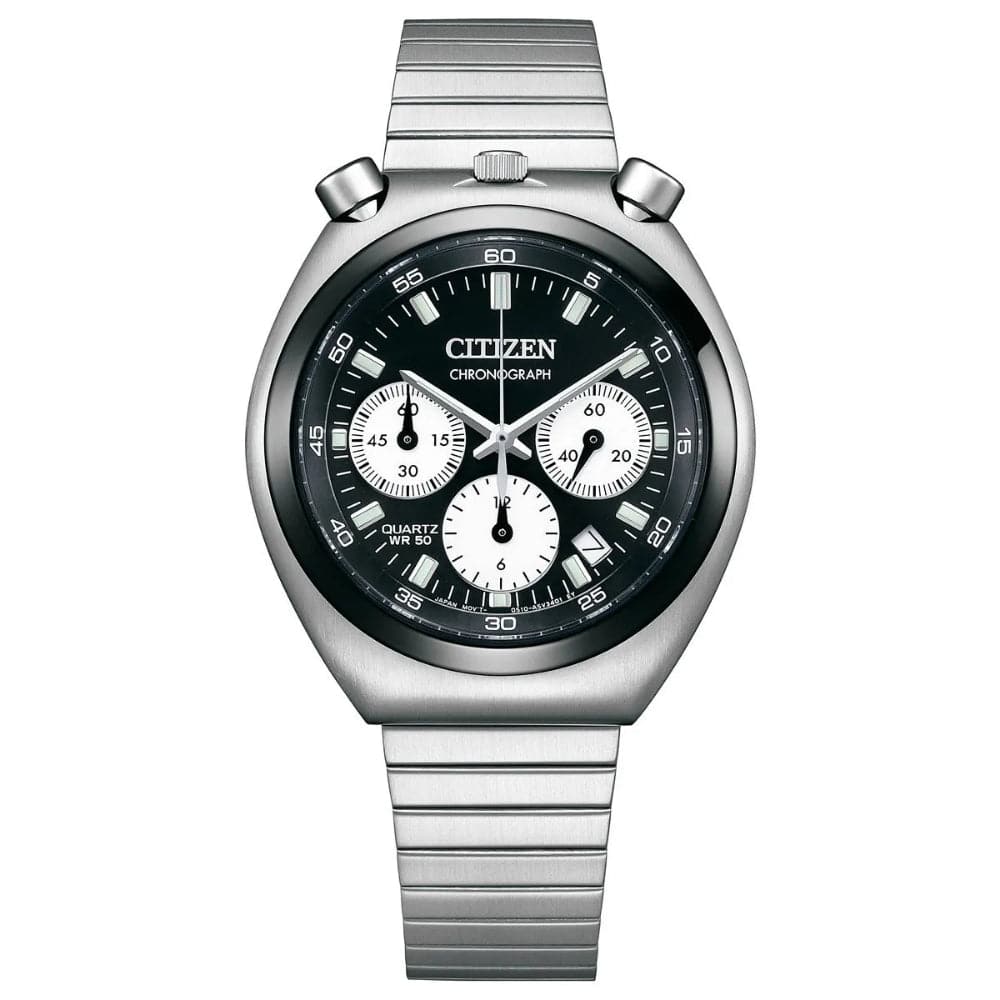 Citizen Chronograph Black Dial Silver Stainless Steel Strap Men Watch AN3660-81E