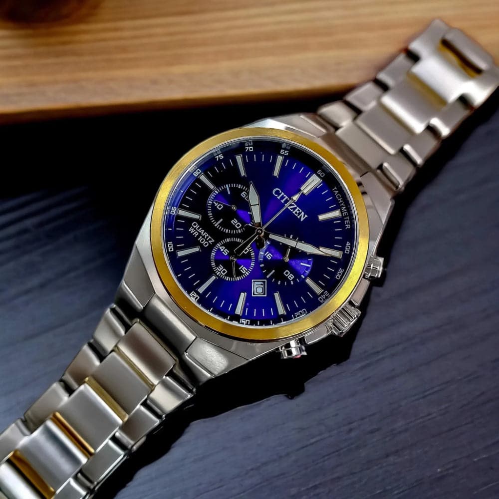 Citizen Chronograph Blue Dial Silver Stainless Steel Strap Men Watch AN8176-52L