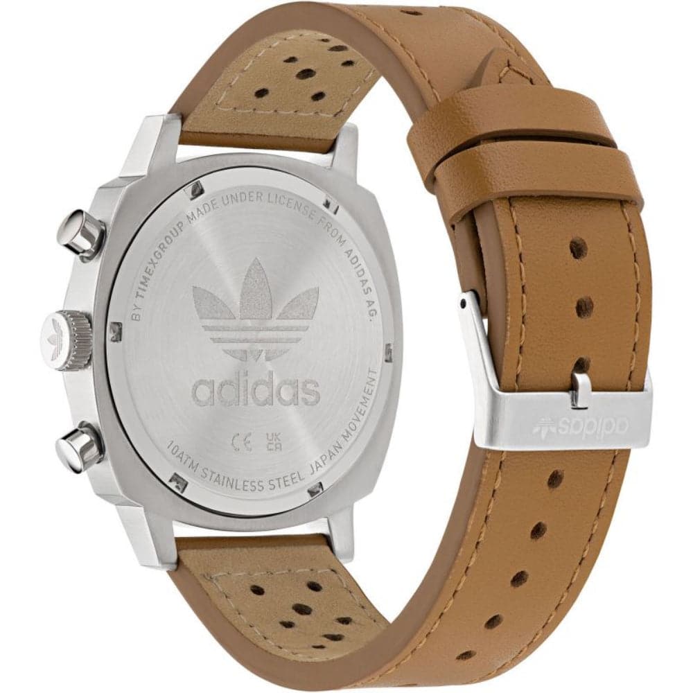 Adidas Master Originals Chronograph Brown Leather Strap Men Watch AOFH23576