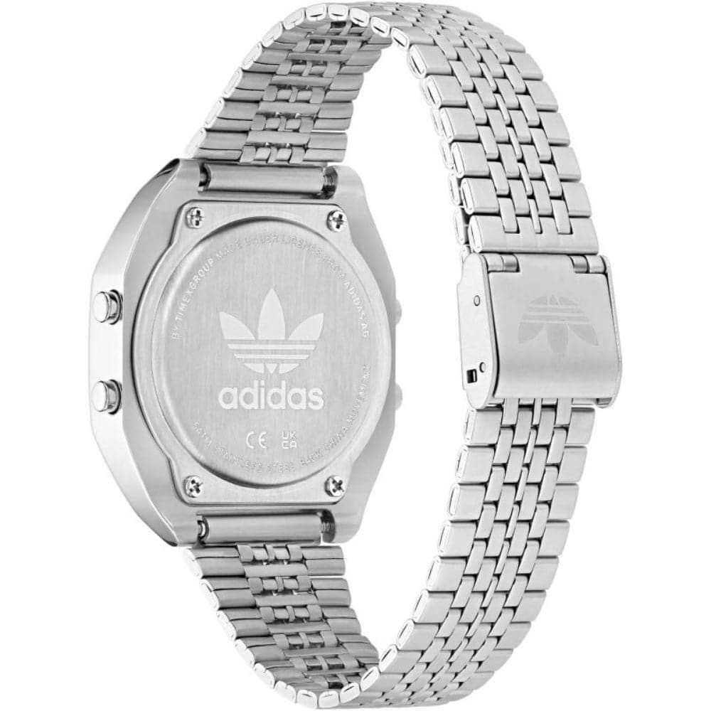 Adidas Digital Silver Stainless Steel Strap Unisex Watch AOST23556