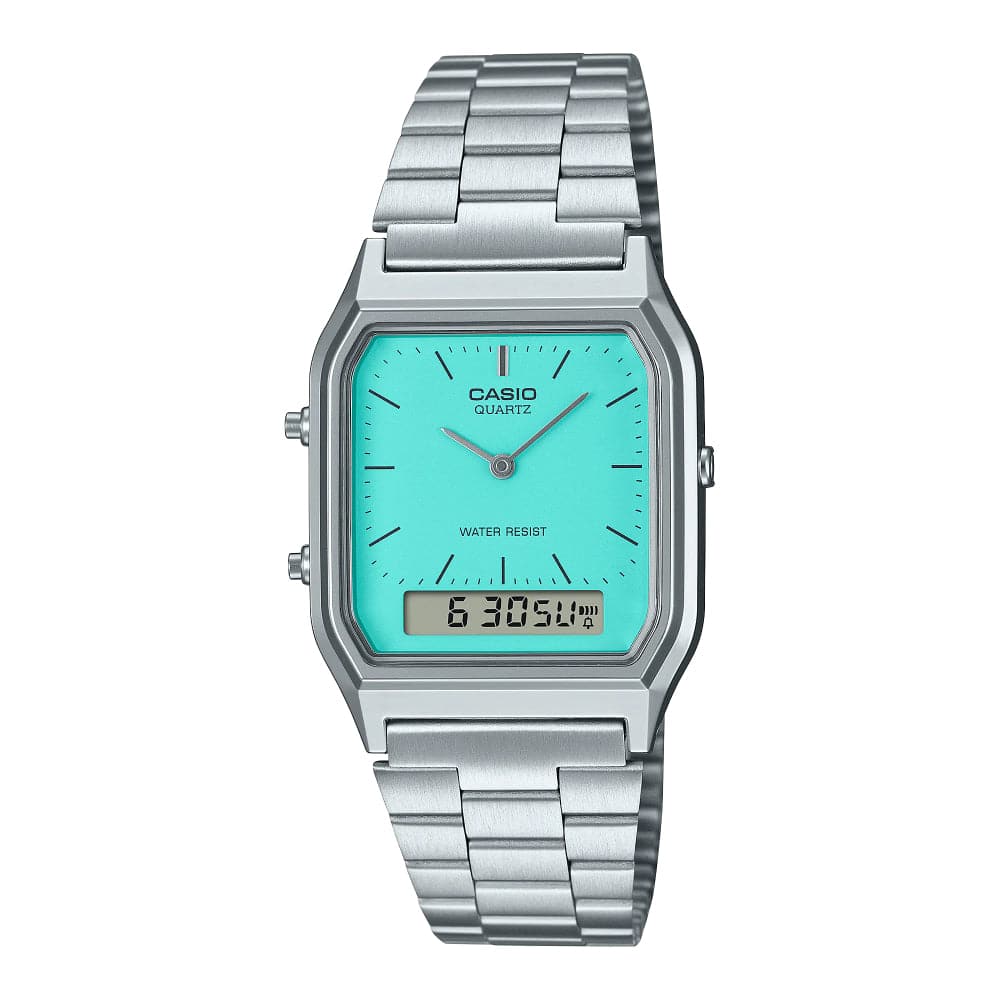 Casio General Green Dial Silver Stainless Steel Strap Unisex Watch AQ-230A-2A2MQYDF