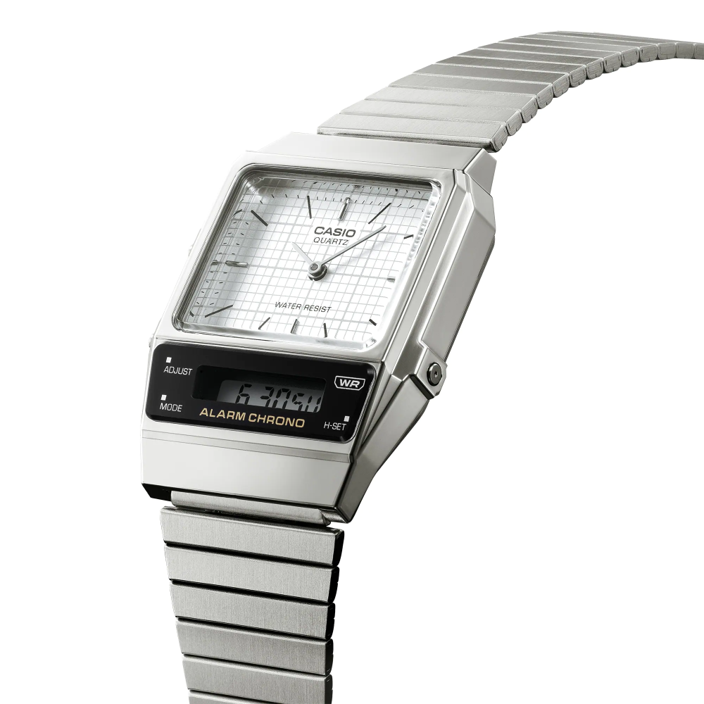 Casio General Digital-Analogue Silver Dial and Resin Strap Unisex Watch AQ-800E-7A-P