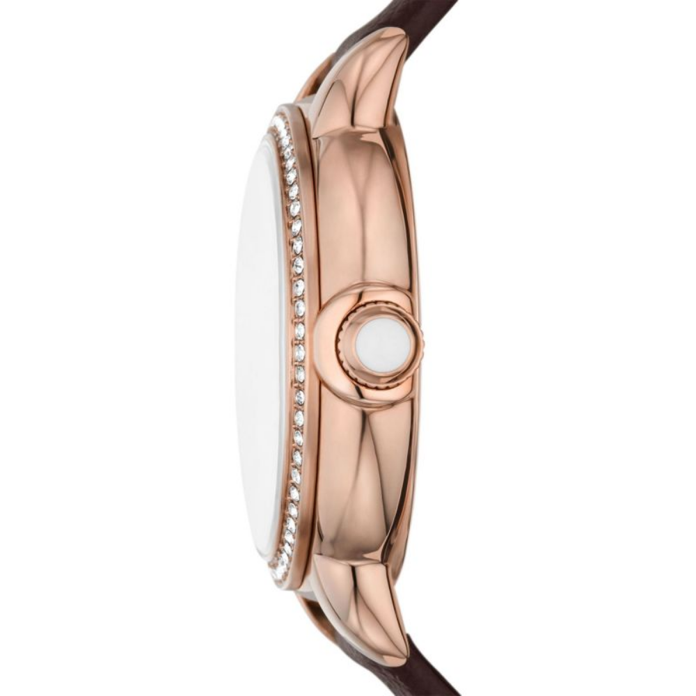 Emporio Armani White Dial Brown Leather Strap Women Watch AR11568