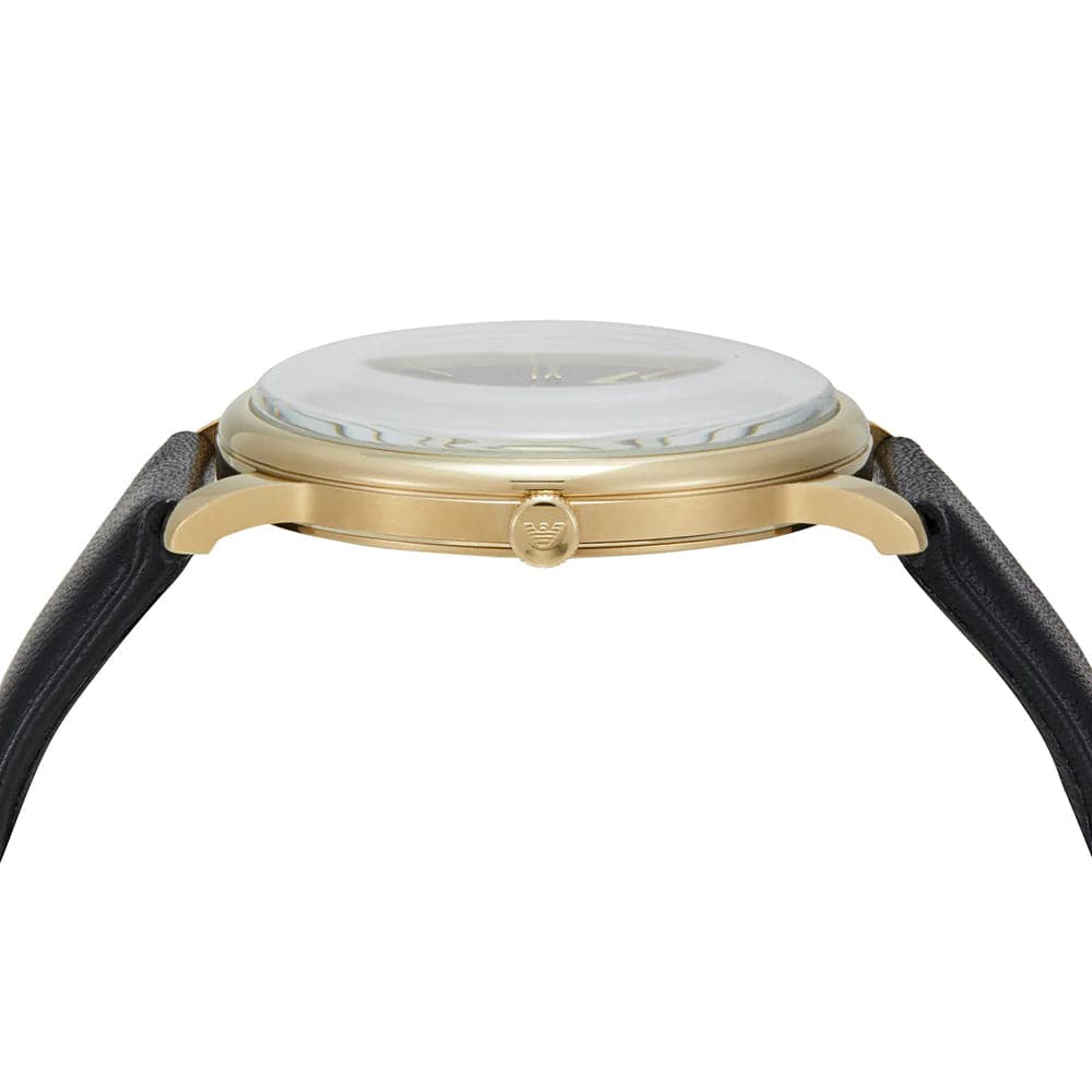 Emporio Armani Green Dial Black Leather Strap Men Watch AR11601