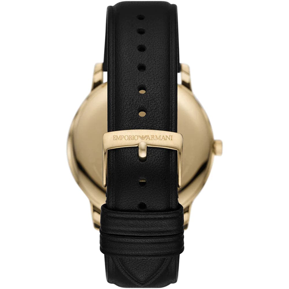 Emporio Armani Green Dial Black Leather Strap Men Watch AR11601