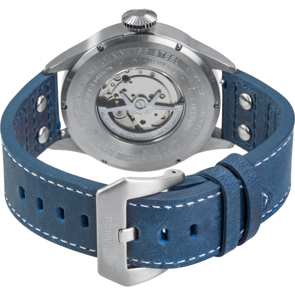 Infantry Aviateur Blue Dial Leather Strap Men Watch AVR-004-BLU-L