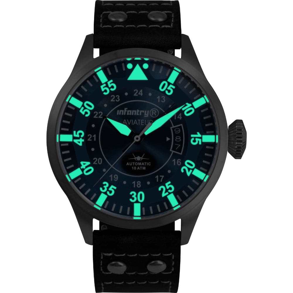 Infantry Aviateur Blue Dial Leather Strap Men Watch AVR-004-BLU-L