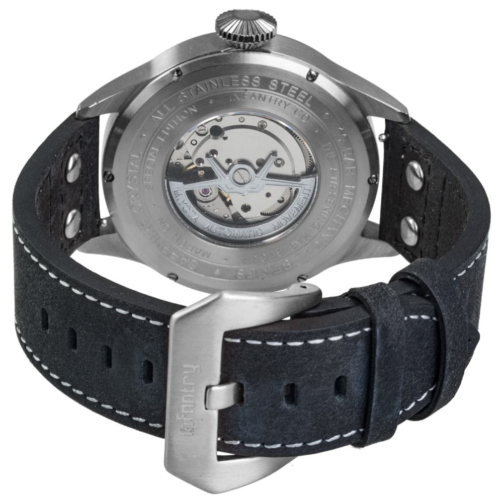 Infantry Aviateur Black Dial Leather Strap Men Watch AVR-004-BLK-L