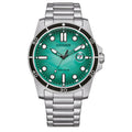 Citizen Eco-Drive Turquoise Dial Silver Stainless Steel Strap Men Watch AW1816-89L