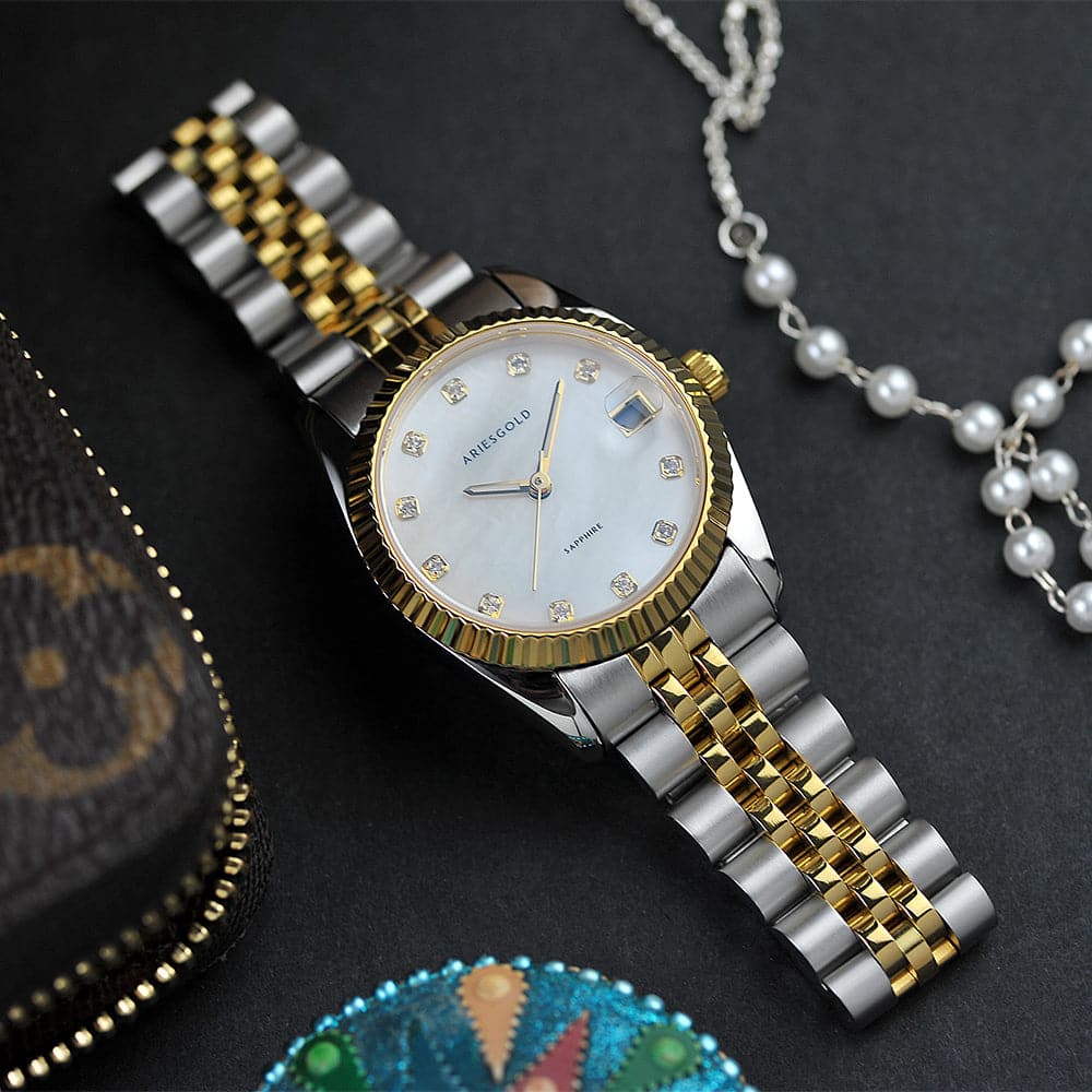 Aries Gold Heritage Two-Tone Stainless Steel Strap Women Watch B 1069 2TG-MP