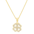 Cubic Zirconia Clover Pendant  Necklace in 9kt Yellow Gold