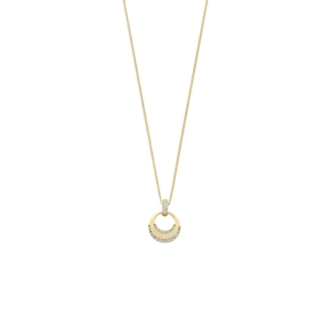 Cubic Zirconia Pave Circle Pendant Necklace in 9kt Yellow Gold