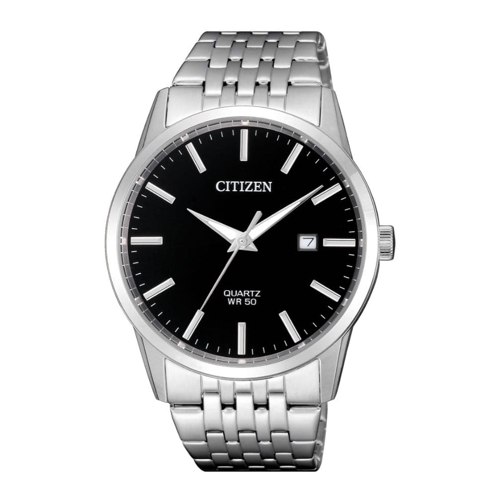 CITIZEN BI5000-87E BLACK DIAL STAINLESS STEEL BRACELET STRAP MEN'S WATCH