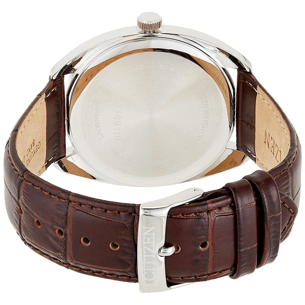 CITIZEN BI5090-09A WHITE DIAL BROWN LEATHER STRAP MEN'S WATCH