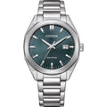 Citizen Eco-Drive Green Dial Silver Stainless Steel Strap Men Watch BM7620-83X