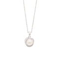 45cm Freshwater Pearl and Cubic Zirconia Halo Swirl Necklace in Sterling Silver