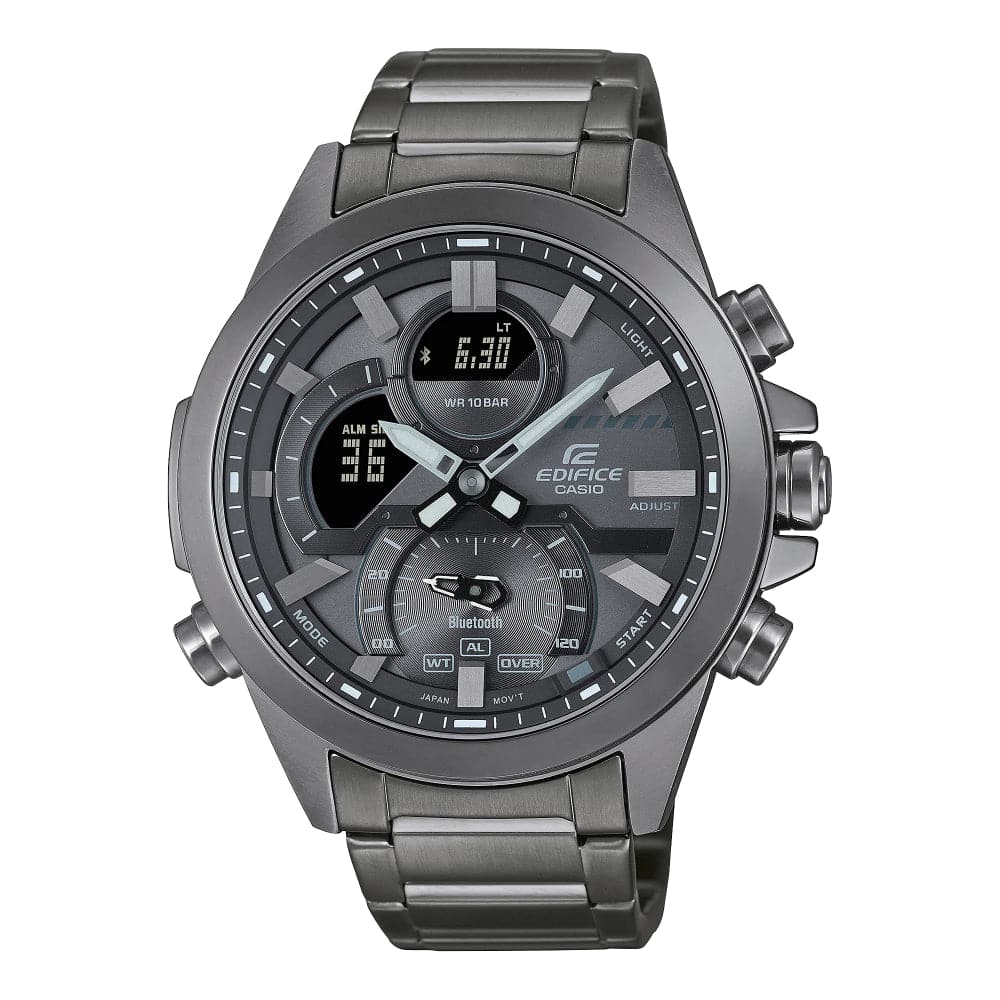 Casio Edifice Chronograph Gray Dial Stainless Steel Strap Men Watch ECB-30DC-1BDF