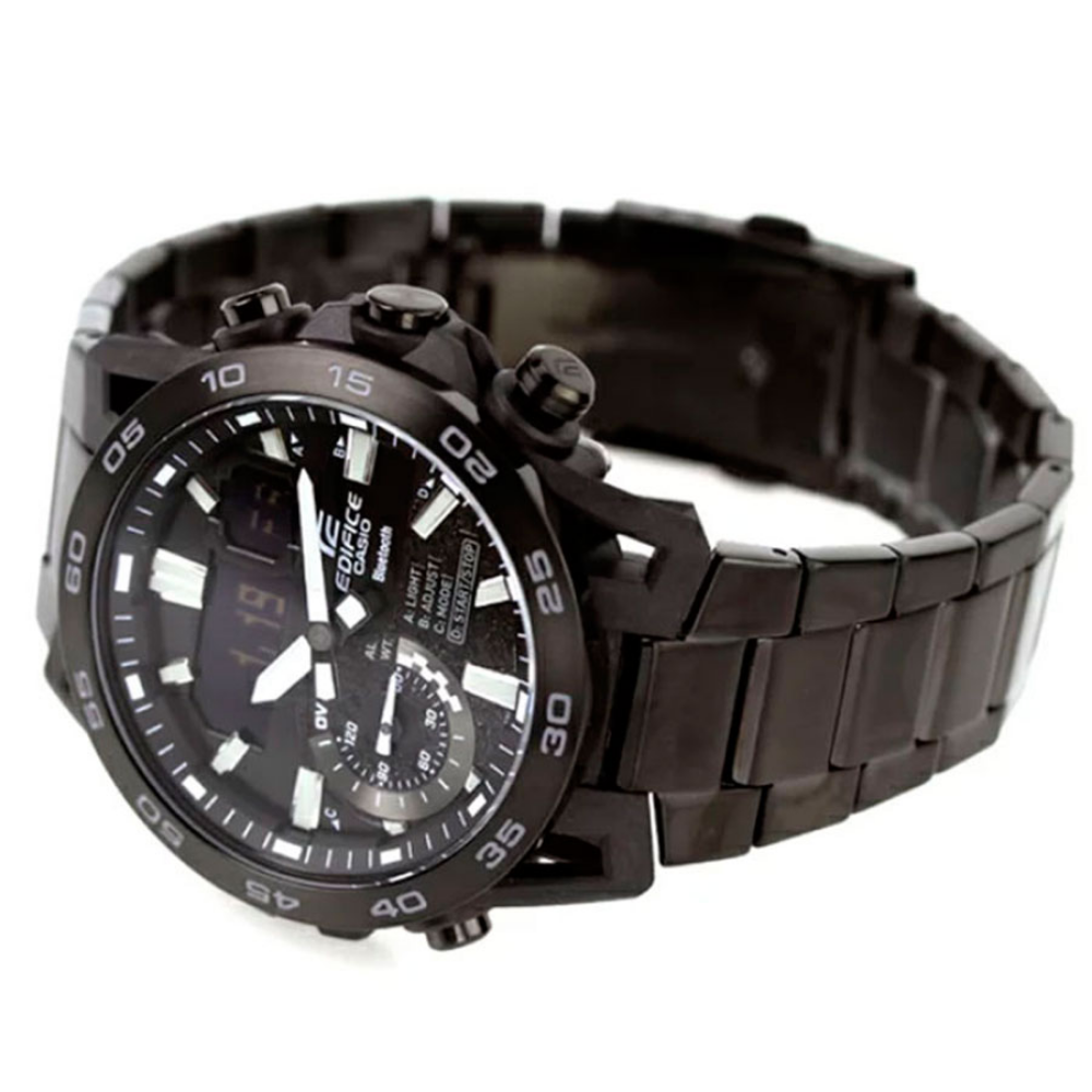Casio Edifice Black Dial Stainless Steel Strap Men Watch ECB-40BK-1ADF